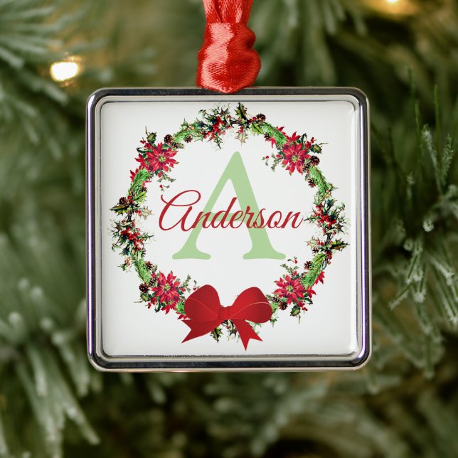Ornamento De Metal Coroa de Natal personalizada (Árvore)