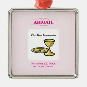 Ornamento De Metal Corpo customizável, da menina do comunhão e sangue