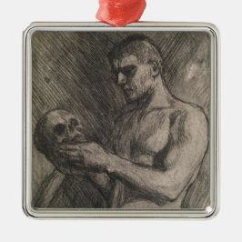 Ornamento De Metal Corpo de um Homem Segurando o Crânio (por Albert E