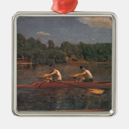 Ornamento De Metal Corrida de Boat ao rio (por Thomas Eakins)