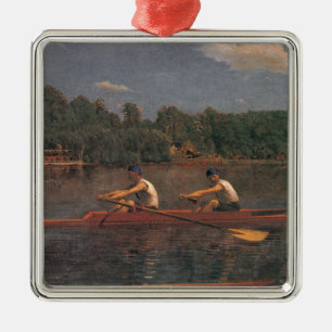 Ornamento De Metal Corrida de Boat ao rio (por Thomas Eakins)