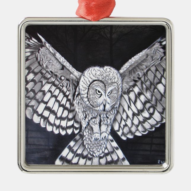 Ornamento De Metal Coruja da caça (Frente)