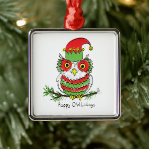 Ornamento De Metal Coruja divertida de Natal fofa para crianças