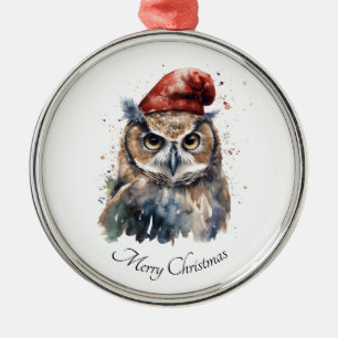 Ornamento De Metal Coruja Invernal Encantada, personalizada
