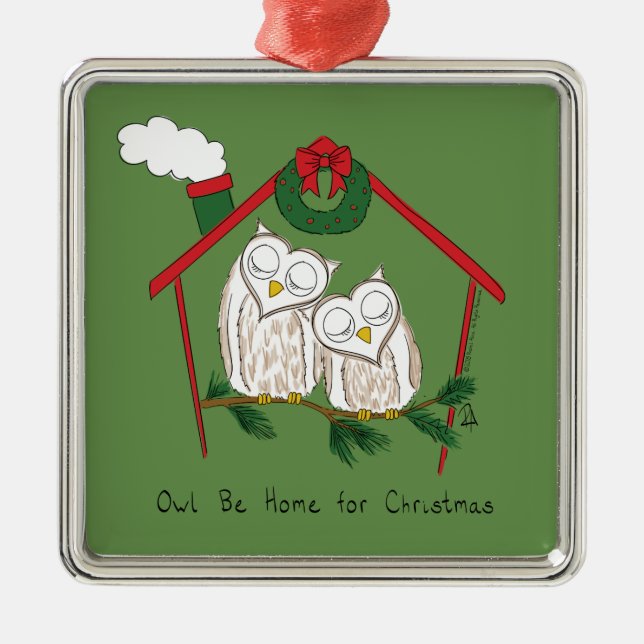Ornamento De Metal Coruja Natal Cute Crianças (Frente)