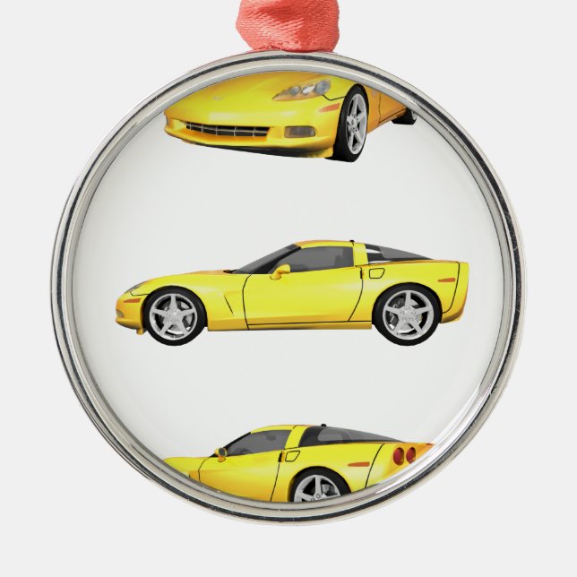 Ornamento De Metal Corvete Amarelo: (Frente)
