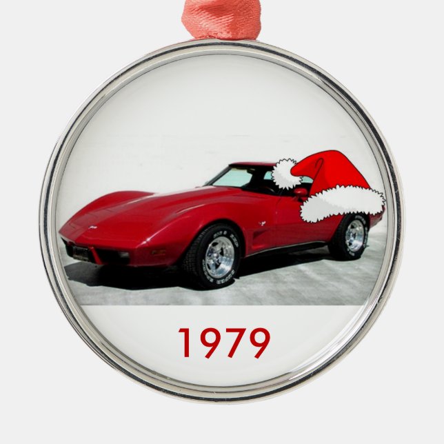 Ornamento De Metal Corvette Vermelho Natal 1979 (Frente)