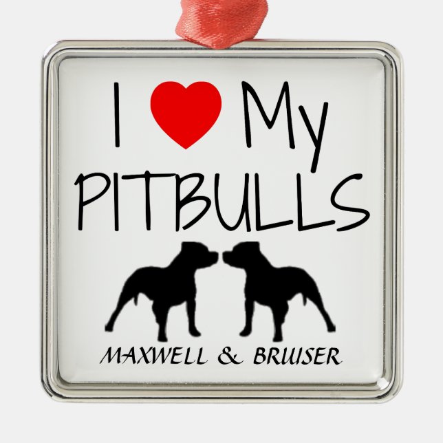 Ornamento De Metal Costume Amo Meus Pitbulls (Frente)