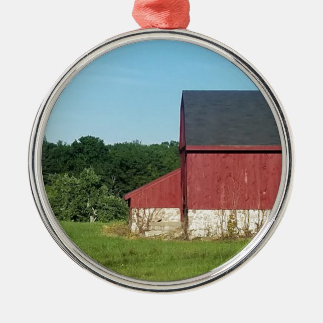Ornamento De Metal Country Barn (Frente)