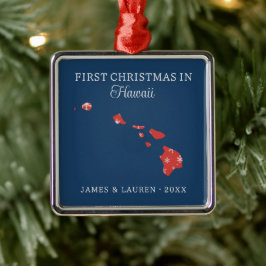 Ornamento De Metal Couple First Christmas In Hawaii USA State