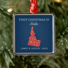 Ornamento De Metal Couple First Christmas In Idaho USA State