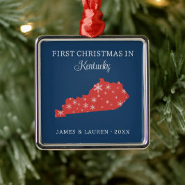 Ornamento De Metal Couple First Christmas In Kentucky USA State