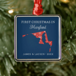 Ornamento De Metal Couple First Christmas In Maryland USA State