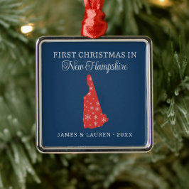 Ornamento De Metal Couple First Christmas In New Hampshire USA State