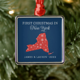 Ornamento De Metal Couple First Christmas In New York USA State