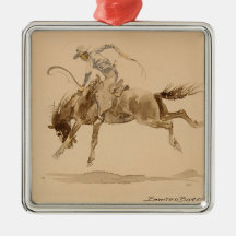 Cowboy em um Cavalo Empinando de Edward Borein