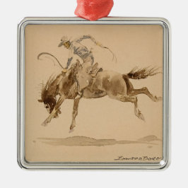 Ornamento De Metal Cowboy em um Cavalo Empinando de Edward Borein