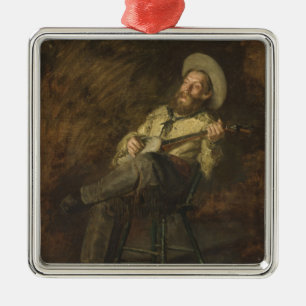 Ornamento De Metal Cowboy tocando banjo e cantando música country