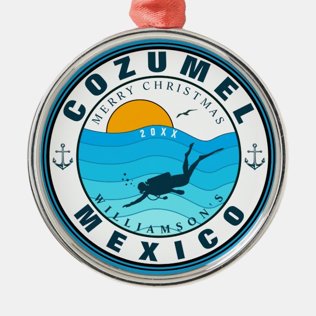 Ornamento De Metal Cozumel México Diving Viagem Vacing Souvenir (Frente)