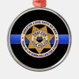 Ornamento De Metal Crachá de Amor Maior Linha Azul Fino