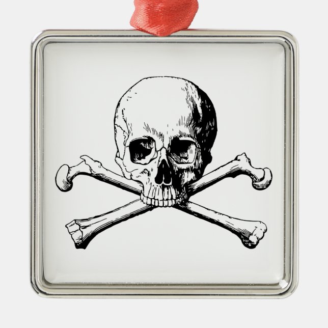 Ornamento De Metal Crânio de Crossbones (Frente)