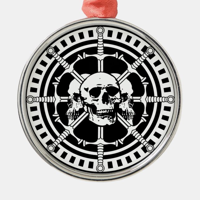 Ornamento De Metal Crânios com Espadas (Frente)