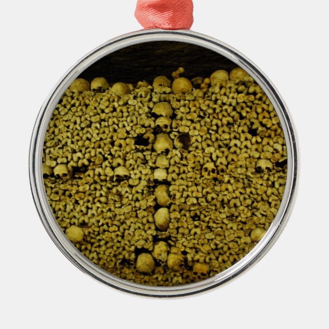 Ornamento De Metal Crânios e ossos dos Catacombs de Paris (Frente)