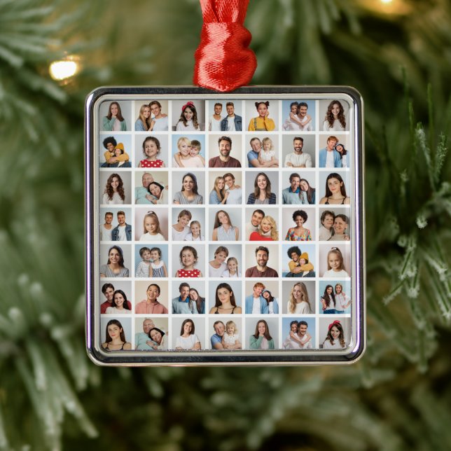 Ornamento De Metal Create Your Own 49 Photo Collage (Árvore)