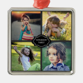 Ornamento De Metal Create your own family photo collage monogrammed