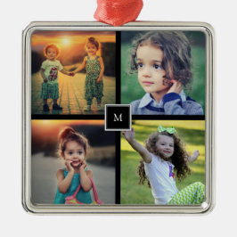 Ornamento De Metal Create your own family photo collage monogrammed
