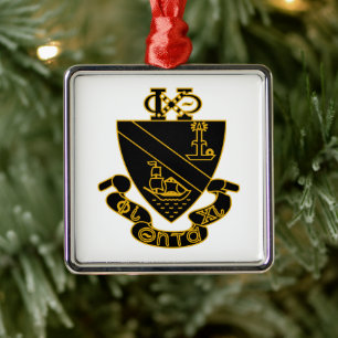 Ornamento De Metal Crest da Phi Chi Theta Dourado e Preto