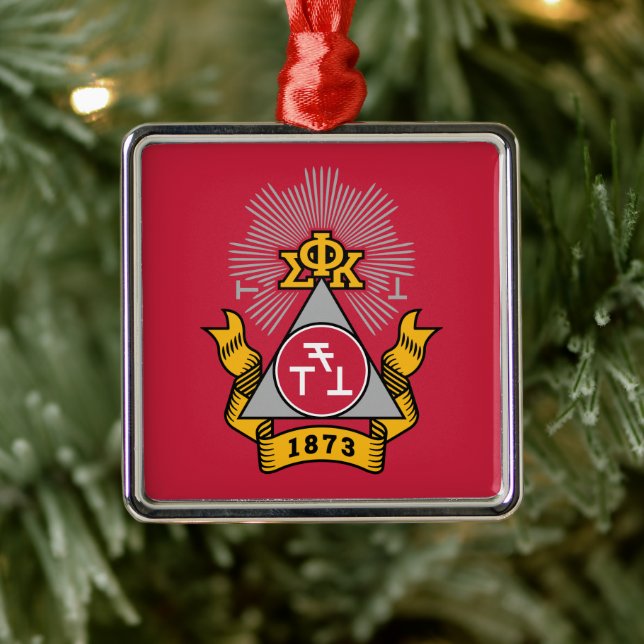 Ornamento De Metal Crest da Phi Sigma Kappa (Árvore)