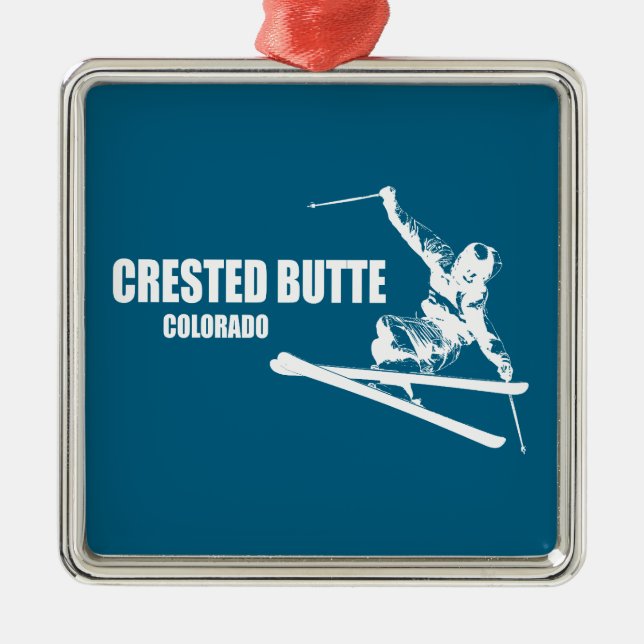 Ornamento De Metal Crested Butte Colorado Skier (Frente)