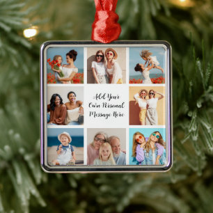 Ornamento De Metal Crie a sua própria colagem de 8 fotos Adicione a s