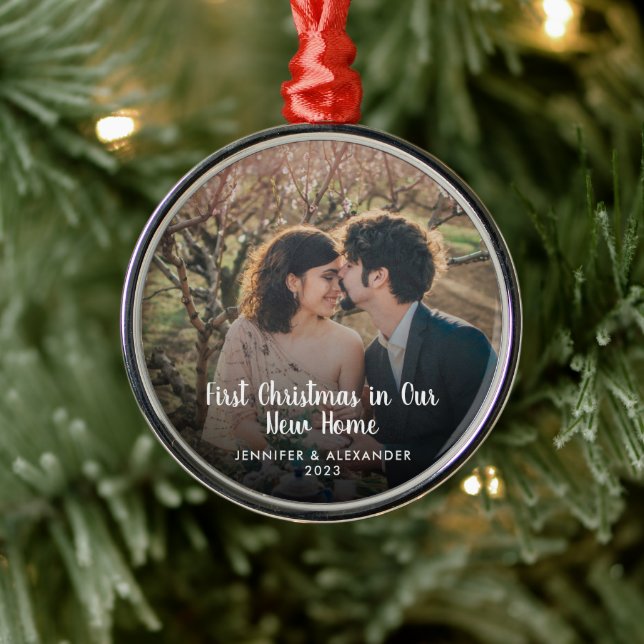 Ornamento De Metal Crie o seu Primeiro Natal em nova foto de casa (Árvore)