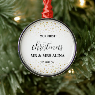 Ornamento De Metal Crie o Seu Próprio Nosso Primeiro Natal Casados