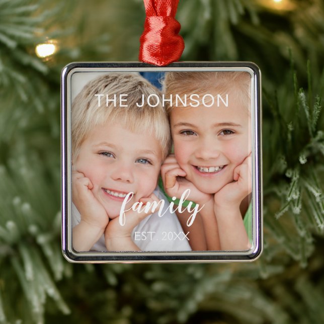 Ornamento De Metal Crie seu próprio modelo de foto da família natalin (Árvore)