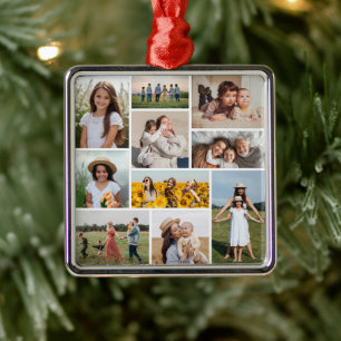 Ornamento De Metal Crie sua própria colagem de fotos