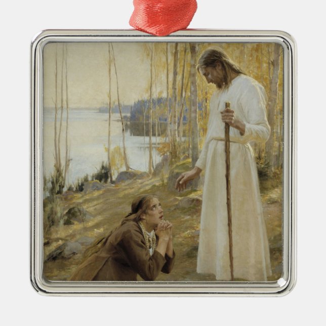 Ornamento De Metal Cristo e Mary Magdalene na Finlândia (Frente)