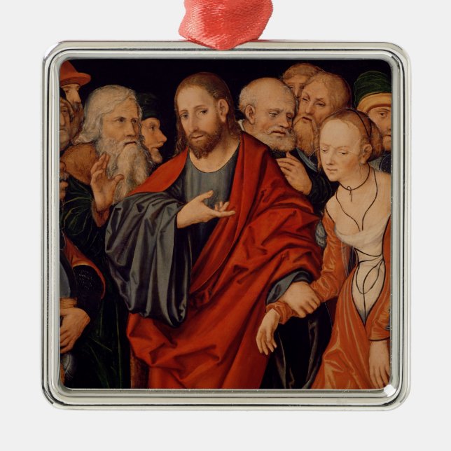 Ornamento De Metal Cristo e o adultèrio recolhido mulher (Frente)