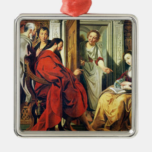 Ornamento De Metal Cristo na casa de Martha e de Mary de Bethany