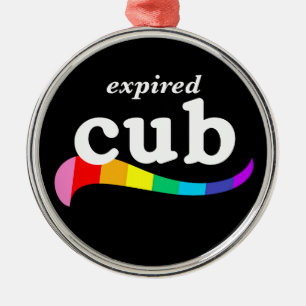 Ornamento De Metal CUB EXPIRADO Humor Gay Envelhecido Urso Orgulho LG