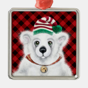 Ornamento De Metal Cubo de urso polar, Papai noel