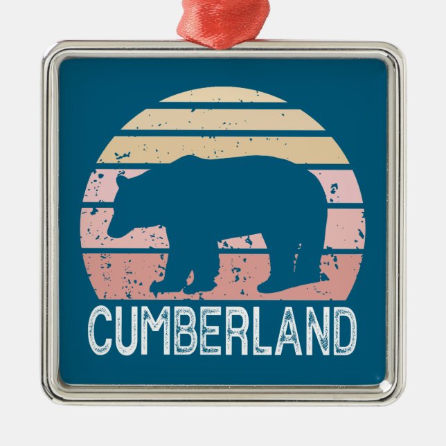 Ornamento De Metal Cumberland Maryland Retro Bear (Frente)