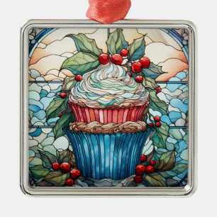 ORNAMENTO DE METAL CUPCAKE DE VIDRO DE NATAL RETIRADO