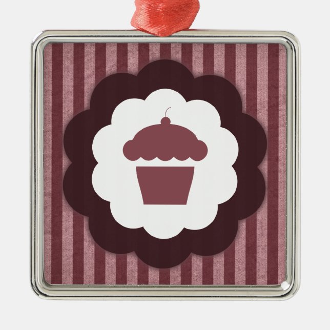 Ornamento De Metal cupcake vintage (Frente)