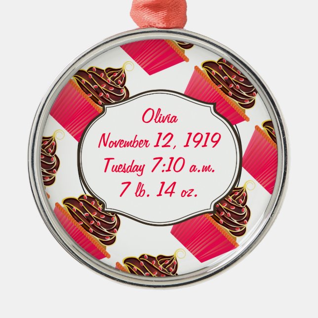 Ornamento De Metal Cupcakes (Frente)