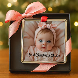 Ornamento De Metal Custom Baby’s First Christmas Ornament