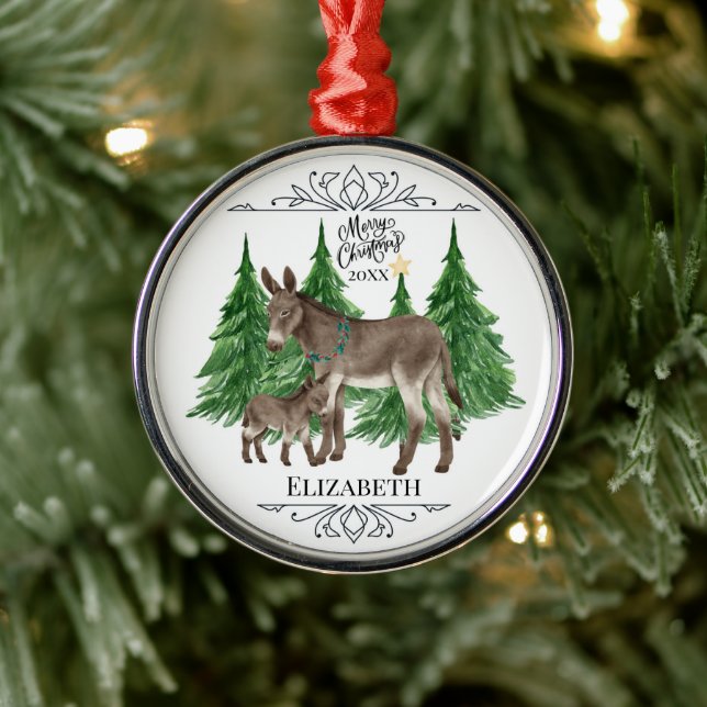 Ornamento De Metal Custom Personalized Donkey Christmas (Árvore)