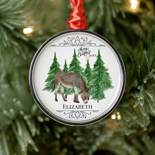 Ornamento De Metal Custom Personalized Donkey Christmas (Árvore)